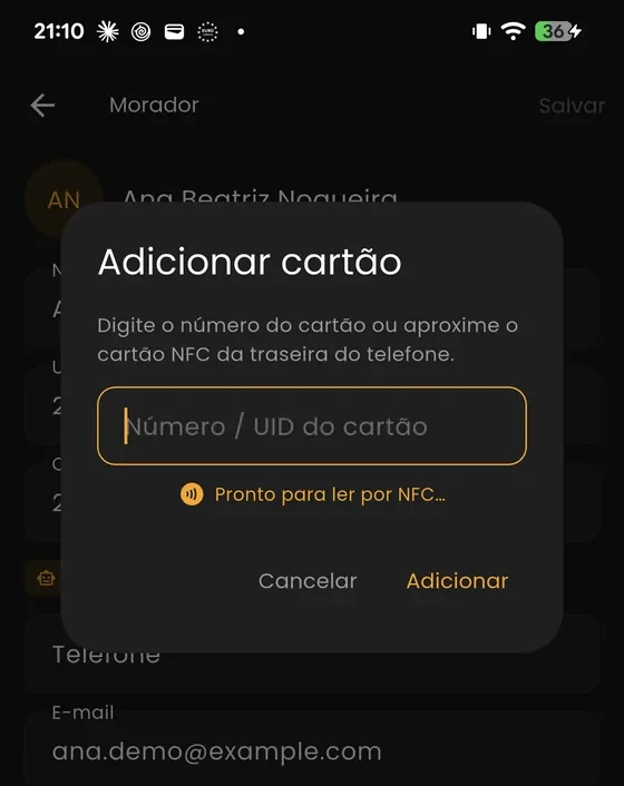 Adicionar cartão